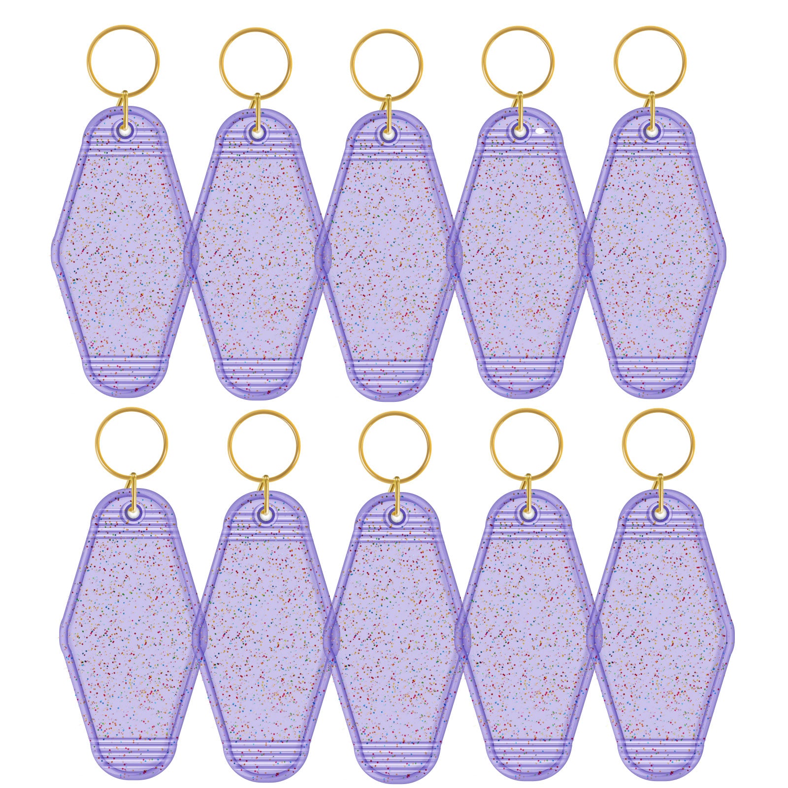 Motel Keychains Blanks - 10pcs / Glitter Purple - TeckwrapCraft