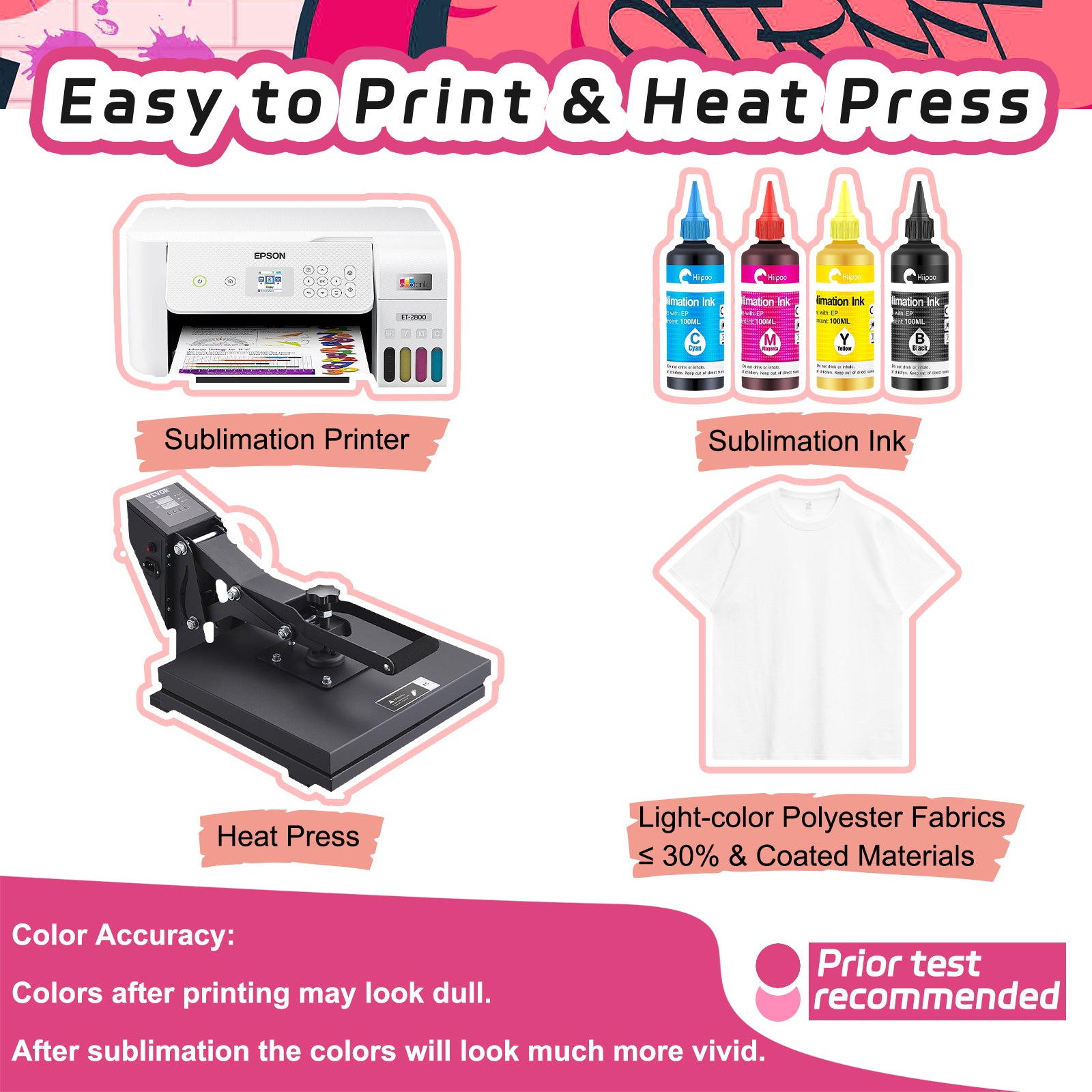 Glitter Colorful White HTV & Sublimation Paper Bundle