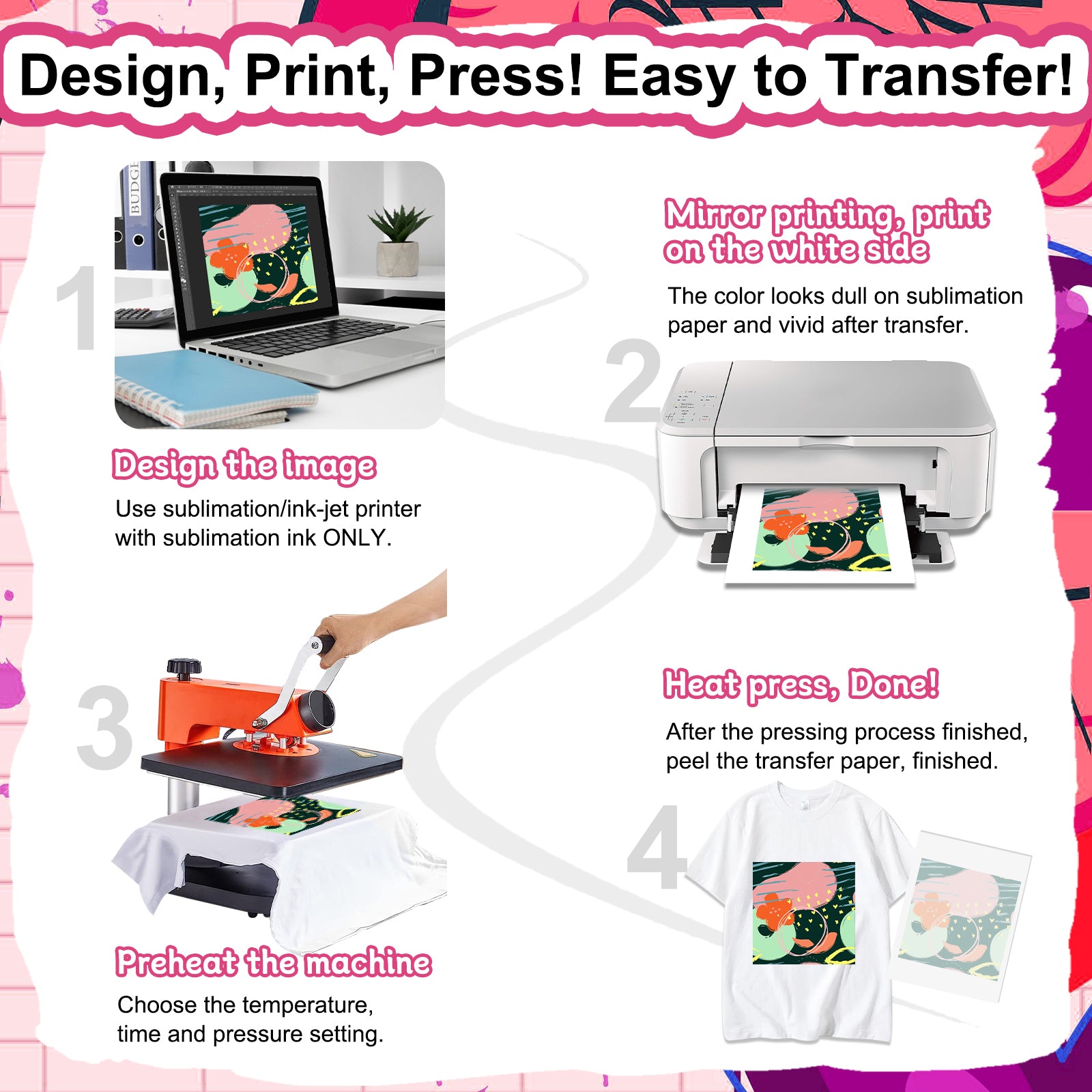 Glitter Colorful White HTV & Sublimation Paper Bundle
